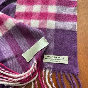 EUC Authentic Burberry Scarf Long Purple, Pink, & Cream Plaid